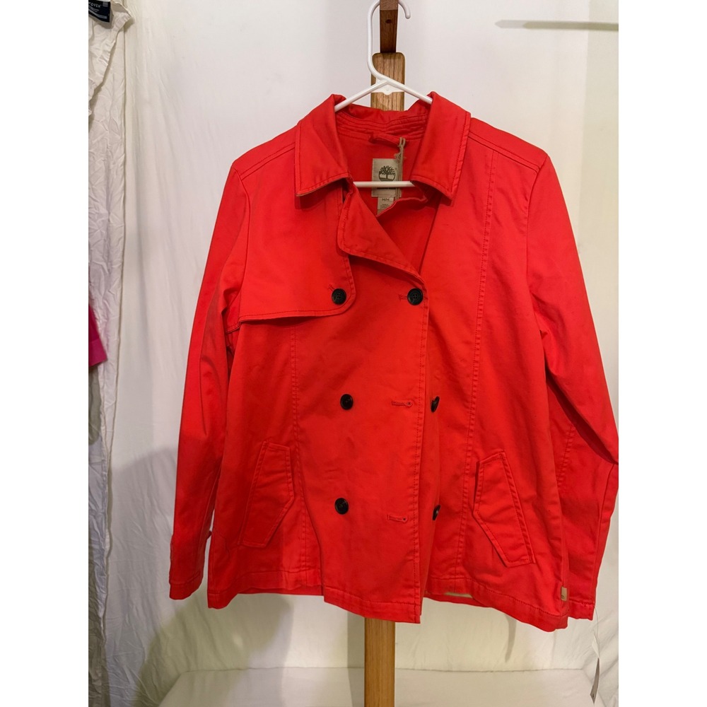 Timberland Womens Red Double Breasted Short Trench Jacket Coat Size M 5747J 670